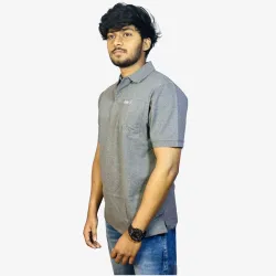 Men's Grey Cotton Polo T-Shirt – Classic Fit Casual Collar Tee